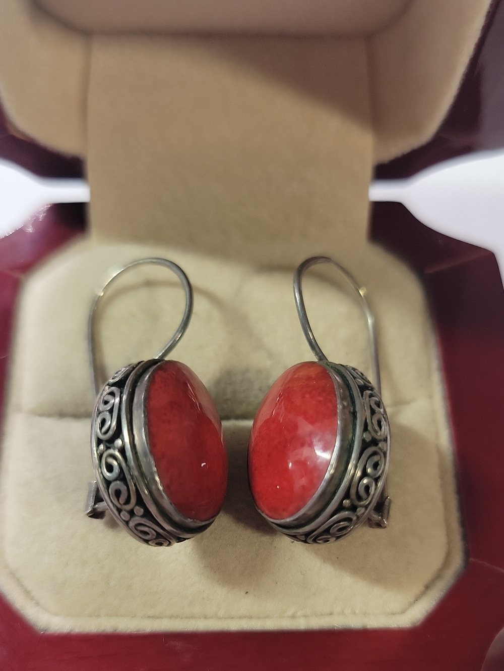 Red Stone Sterling-Style Drop Earrings - Women Jewelry